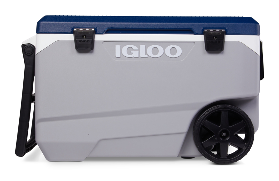 Nevera rígida con ruedas de Igloo MaxCold Latitude 90 Roller con capacidad de 85L. Color Azul y gris - Imagen 2