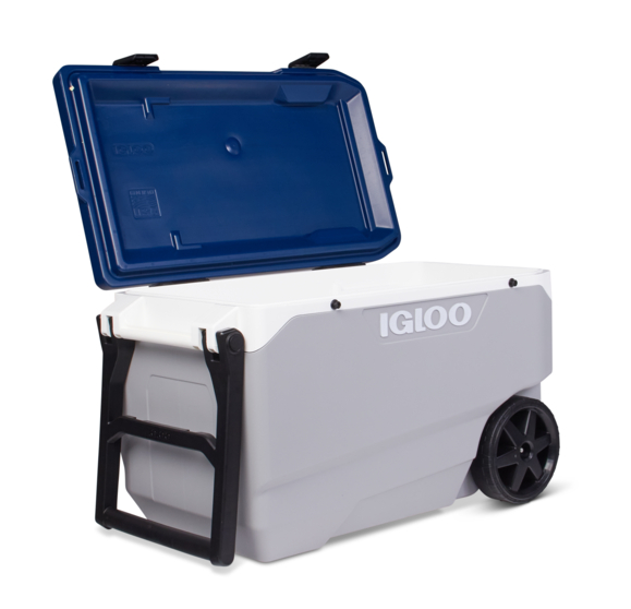 Nevera rígida con ruedas de Igloo MaxCold Latitude 90 Roller con capacidad de 85L. Color Azul y gris - Imagen 7