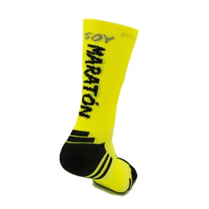 CALCETINES SOY MARATÓN DE RUNNING (1 hilo) – Amarillo Flúor
