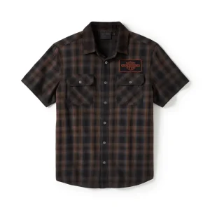 Camisa de manga corta a cuadros Bar & Shield para hombre
